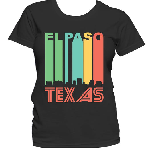 Retro 1970's Style El Paso Texas Cityscape Downtown Skyline Women's T-Shirt
