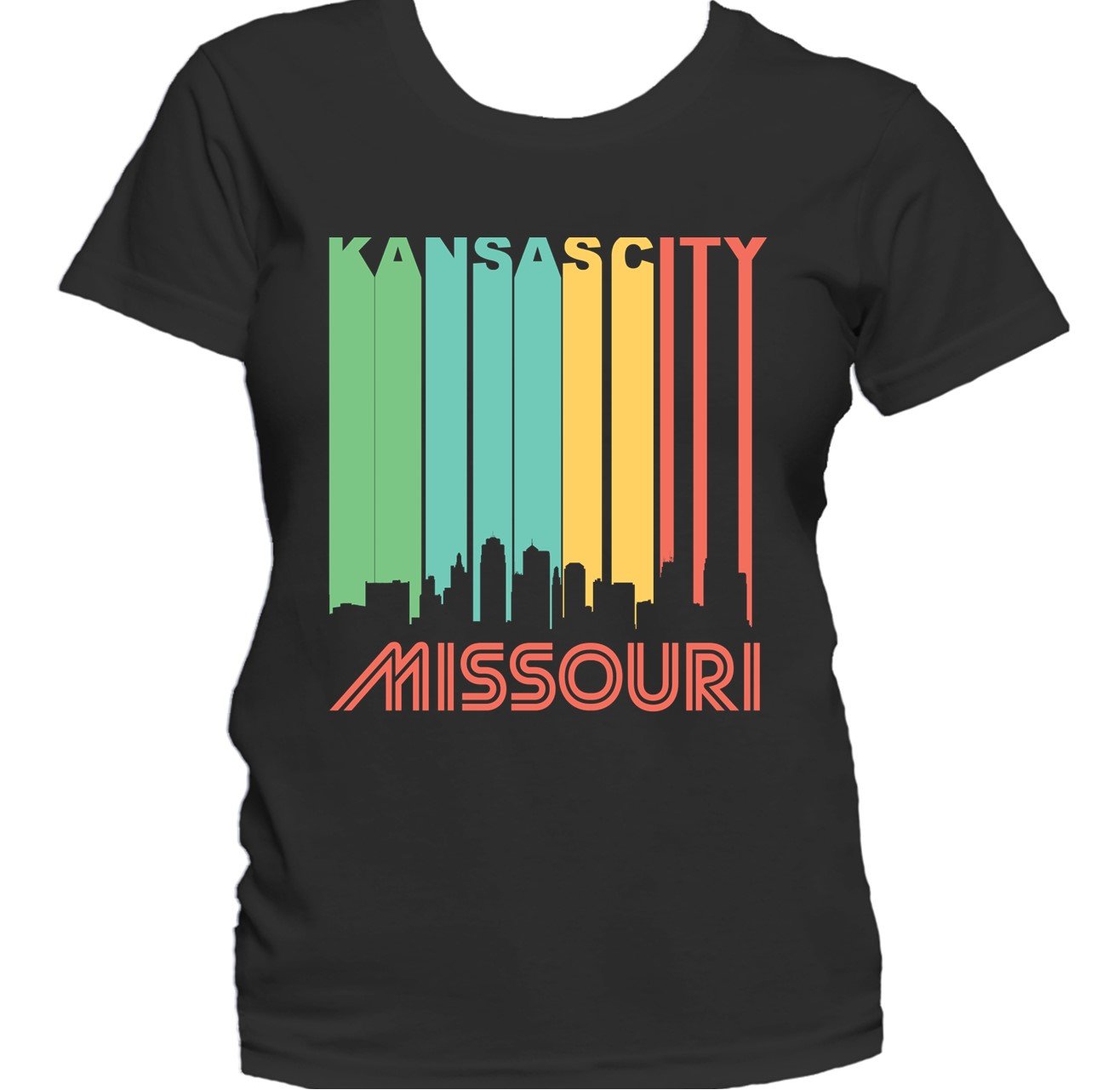 Retro 1970's Style Kansas City Missouri Downtown Skyline Women's T-Shirt