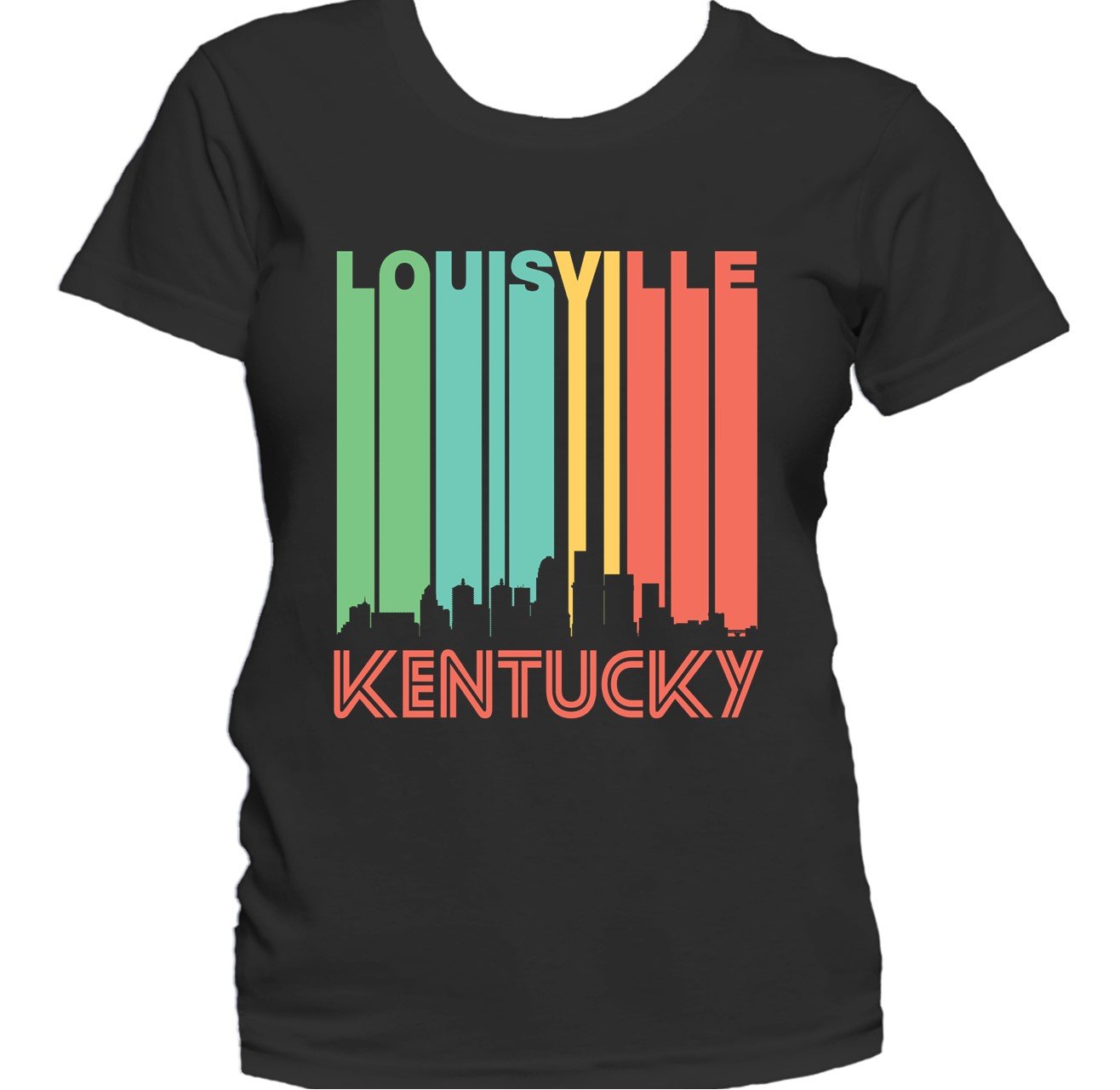 Retro 1970's Style Louisville Kentucky Downtown Skyline Women's T-Shirt