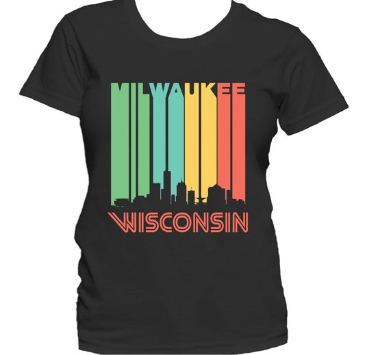 Retro 1970's Style Milwaukee Wisconsin Downtown Skyline Women's T-Shirt