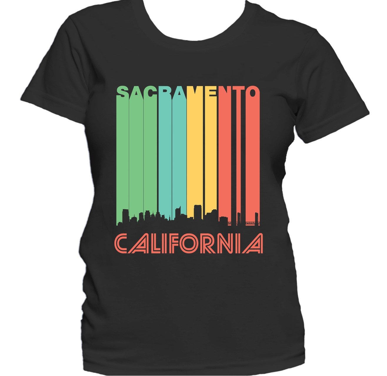 Retro 1970's Style Sacramento California Downtown Skyline Women's T-Shirt