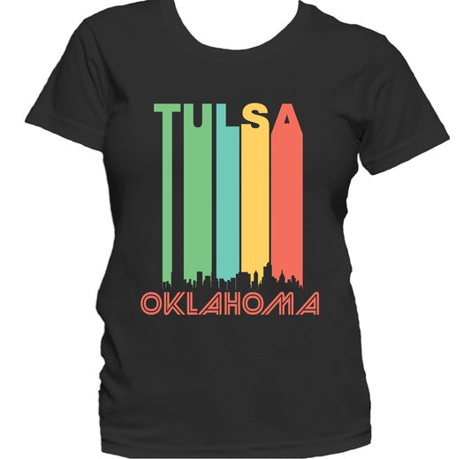 Retro 1970's Style Tulsa Oklahoma Cityscape Downtown Skyline Women's T-Shirt