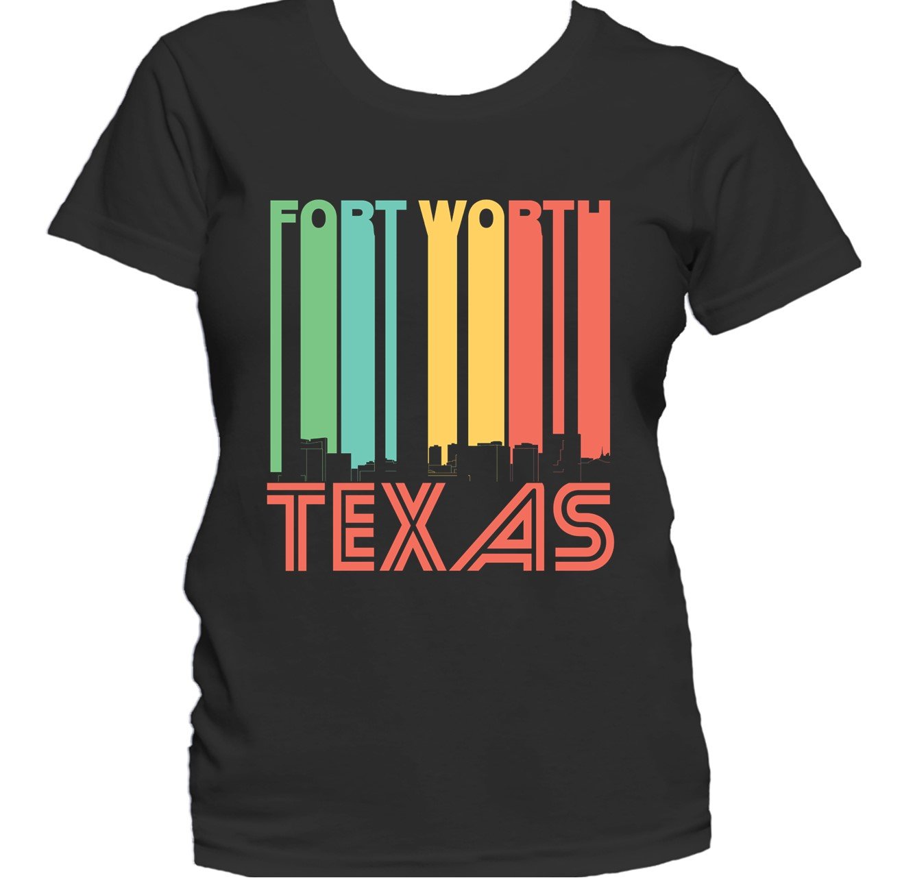 Retro 1970's Style Fort Worth Texas Skyline Women's T-Shirt