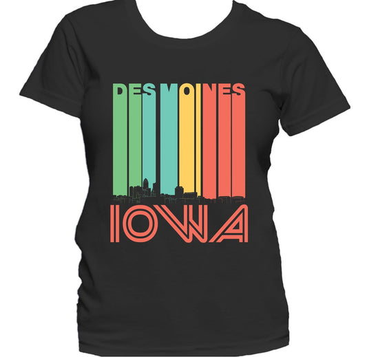 Retro 1970's Style Des Moines Iowa Skyline Women's T-Shirt