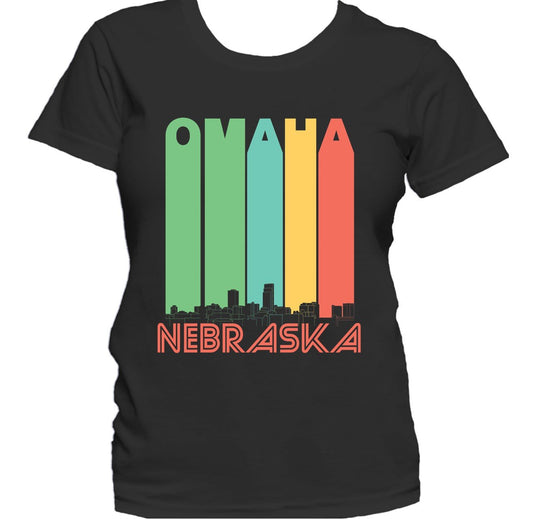 Retro 1970's Style Omaha Nebraska Skyline Women's T-Shirt