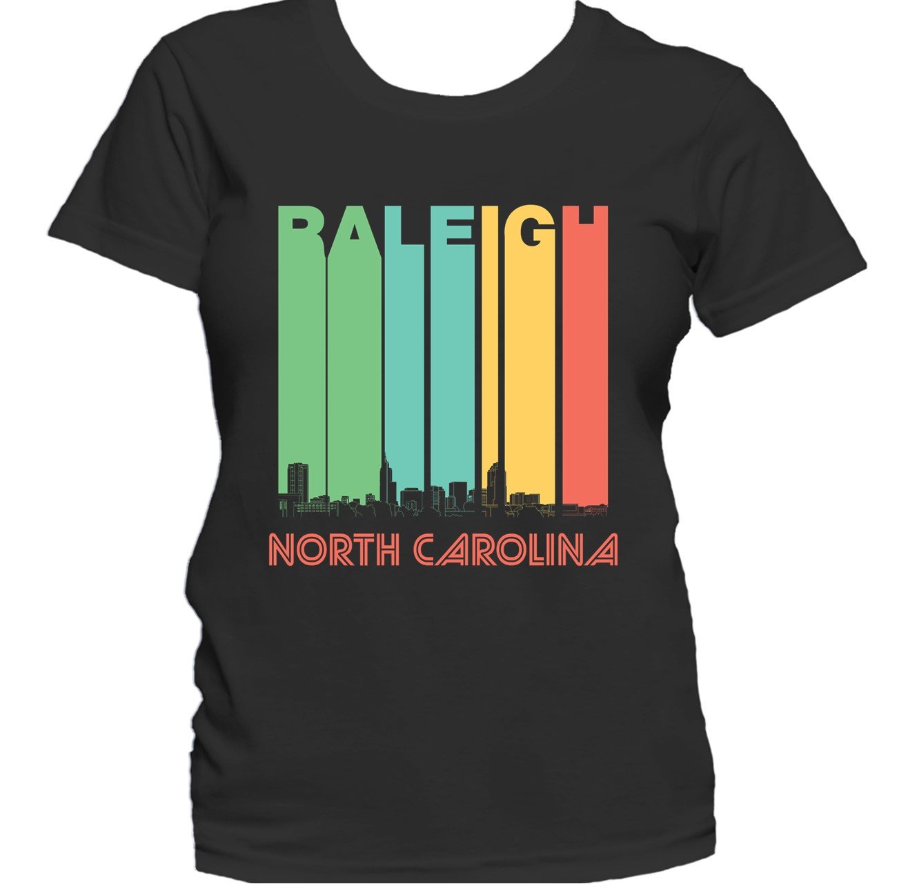 Retro 1970's Style Raleigh North Carolina Skyline Women's T-Shirt