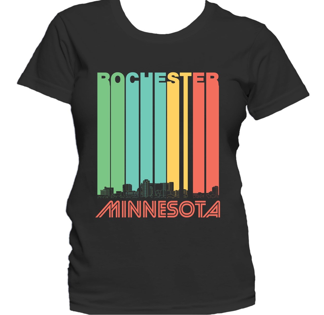 Retro 1970's Style Rochester Minnesota Skyline Women's T-Shirt