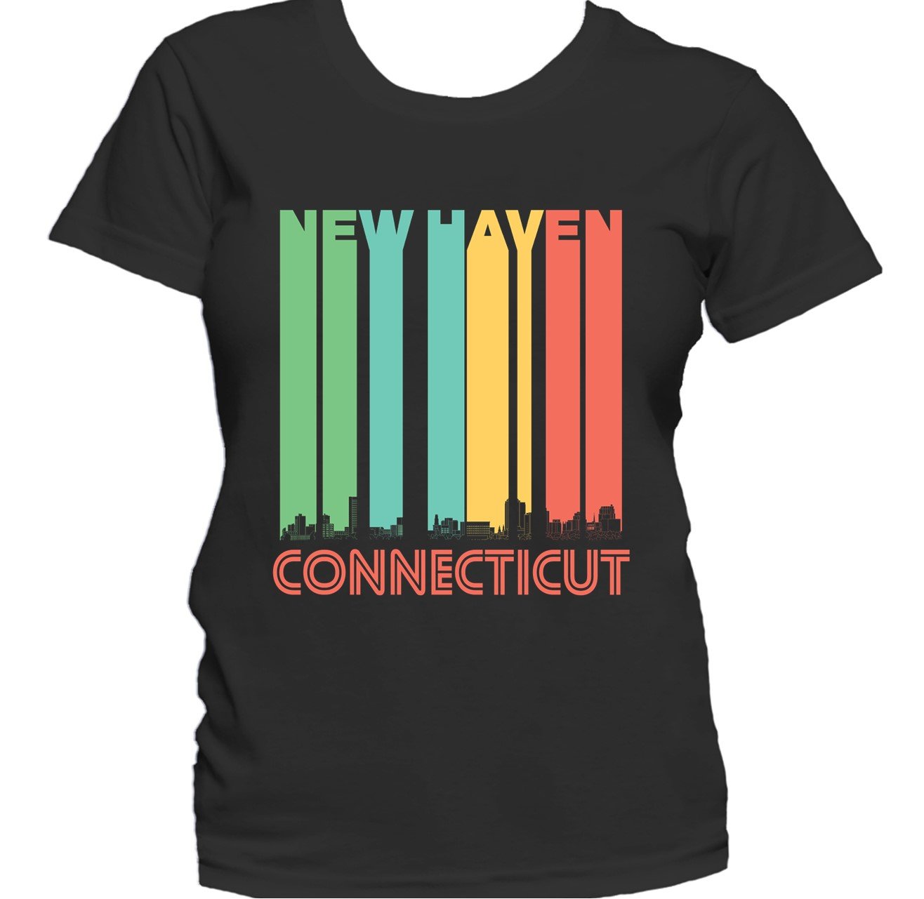 Retro 1970's Style New Haven Connecticut Skyline Women's T-Shirt