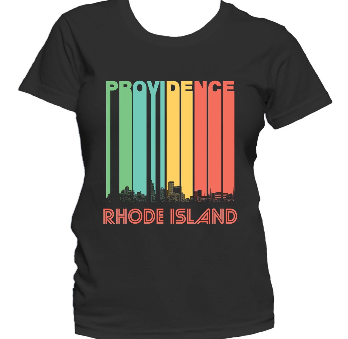 Retro 1970's Style Providence Rhode Island Skyline Women's T-Shirt