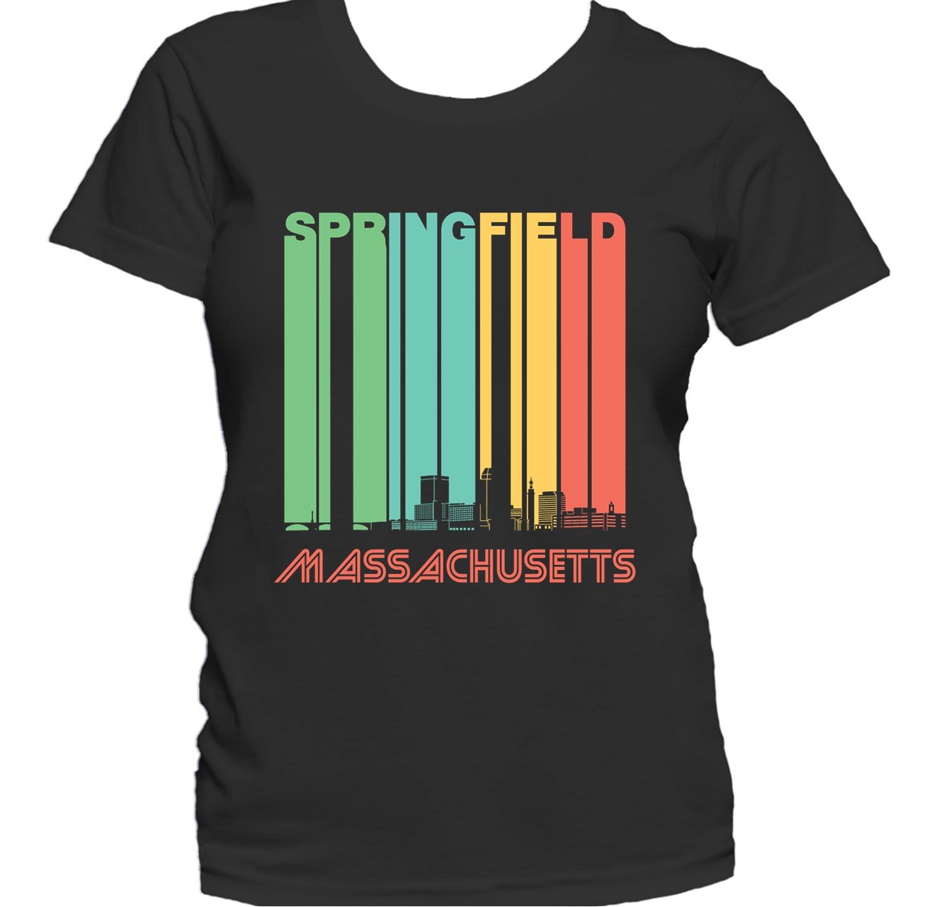 Retro 1970's Style Springfield Massachusetts Skyline Women's T-Shirt