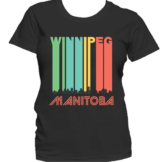 Retro 1970's Style Winnipeg Manitoba Canada Skyline Cityscape Women's T-Shirt