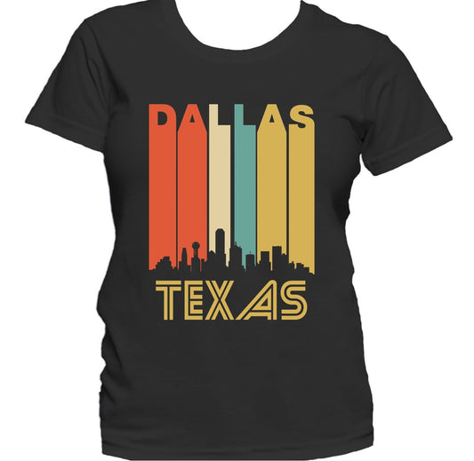 Retro 1970's Style Dallas Texas Cityscape Downtown Skyline Women's T-Shirt