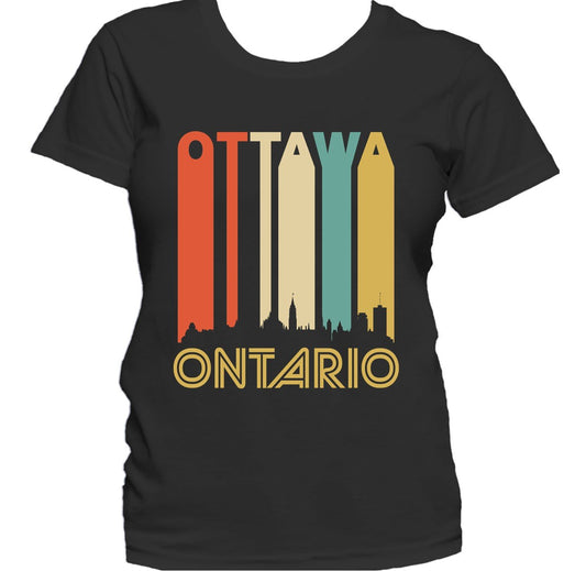 Retro 1970's Style Ottawa Ontario Cityscape Downtown Skyline Women's T-Shirt