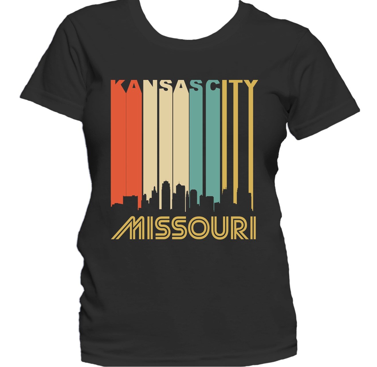Retro 1970's Style Kansas City Missouri Downtown Skyline Women's T-Shirt