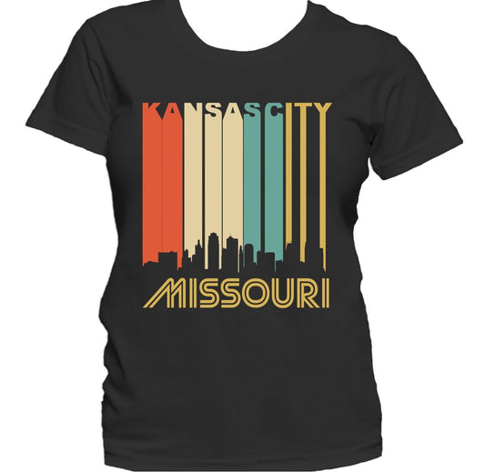 Retro 1970's Style Kansas City Missouri Downtown Skyline Women's T-Shirt