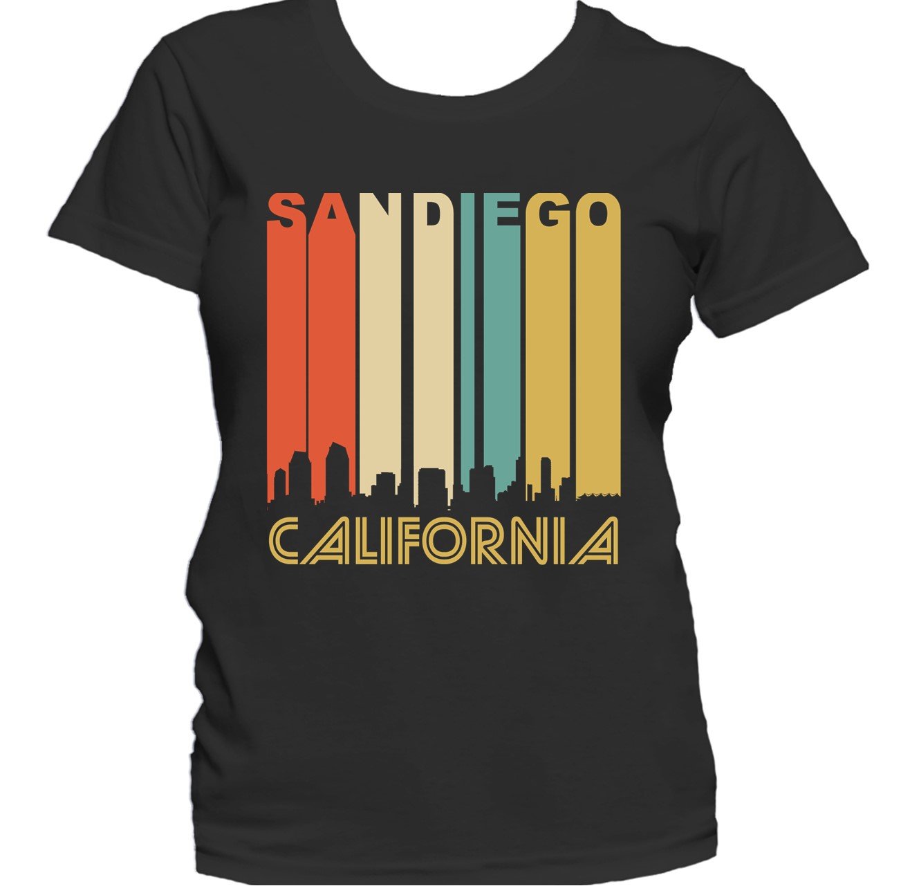 Retro 1970's Style San Diego California Downtown Skyline Women's T-Shirt