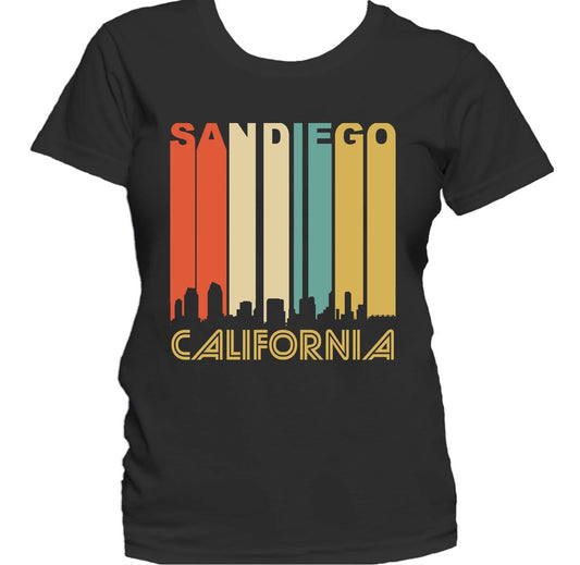 Retro 1970's Style San Diego California Downtown Skyline Women's T-Shirt