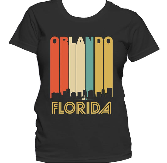 Retro 1970's Style Orlando Florida Cityscape Downtown Skyline Women's T-Shirt