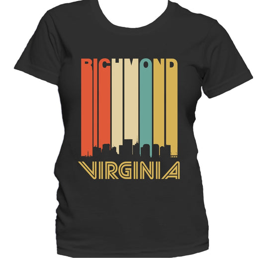 Retro 1970's Style Richmond Virginia Downtown Skyline Women's T-Shirt