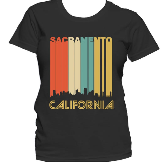 Retro 1970's Style Sacramento California Downtown Skyline Women's T-Shirt