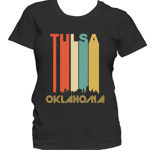 Retro 1970's Style Tulsa Oklahoma Cityscape Downtown Skyline Women's T-Shirt