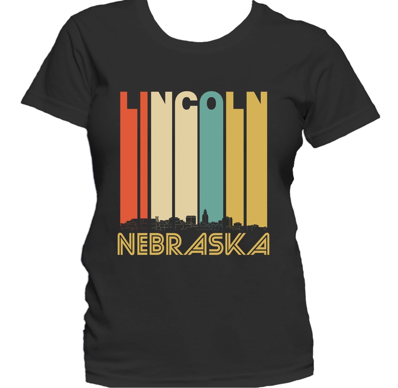 Retro 1970's Style Lincoln Nebraska Skyline Women's T-Shirt