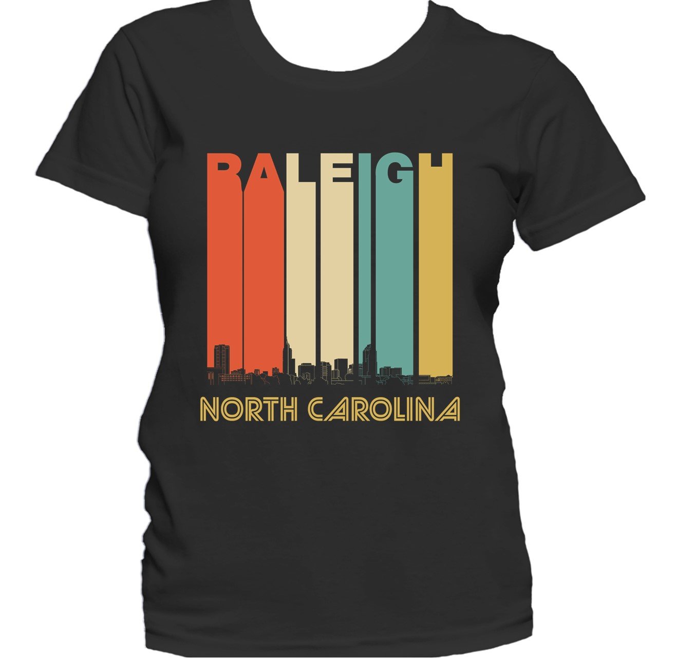 Retro 1970's Style Raleigh North Carolina Skyline Women's T-Shirt