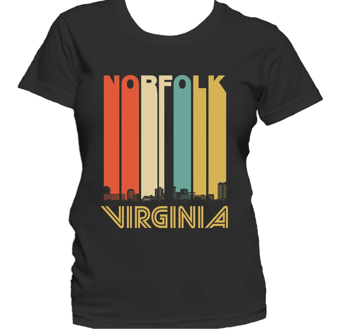 Retro 1970's Style Norfolk Virginia Skyline Women's T-Shirt