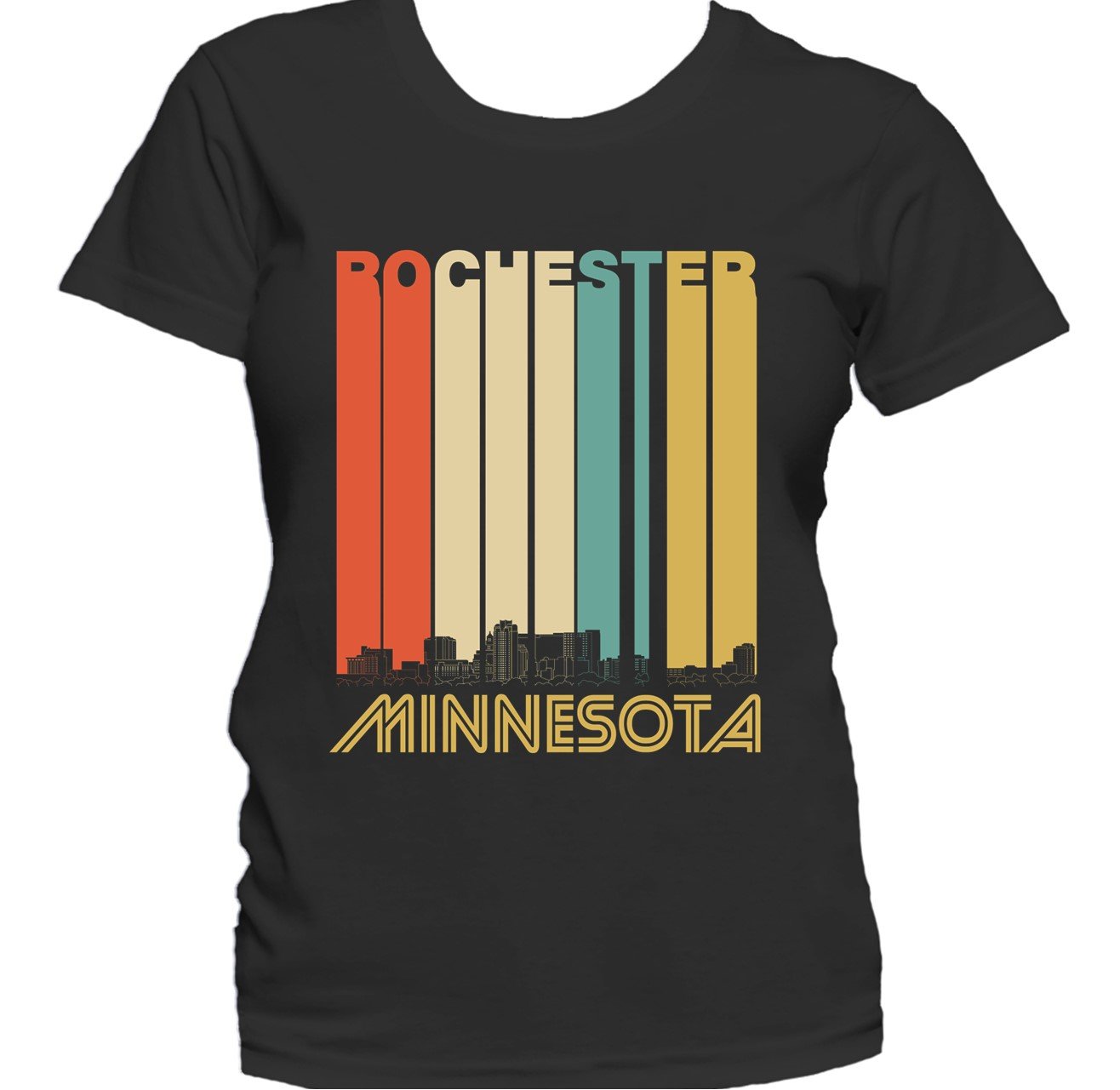 Retro 1970's Style Rochester Minnesota Skyline Women's T-Shirt