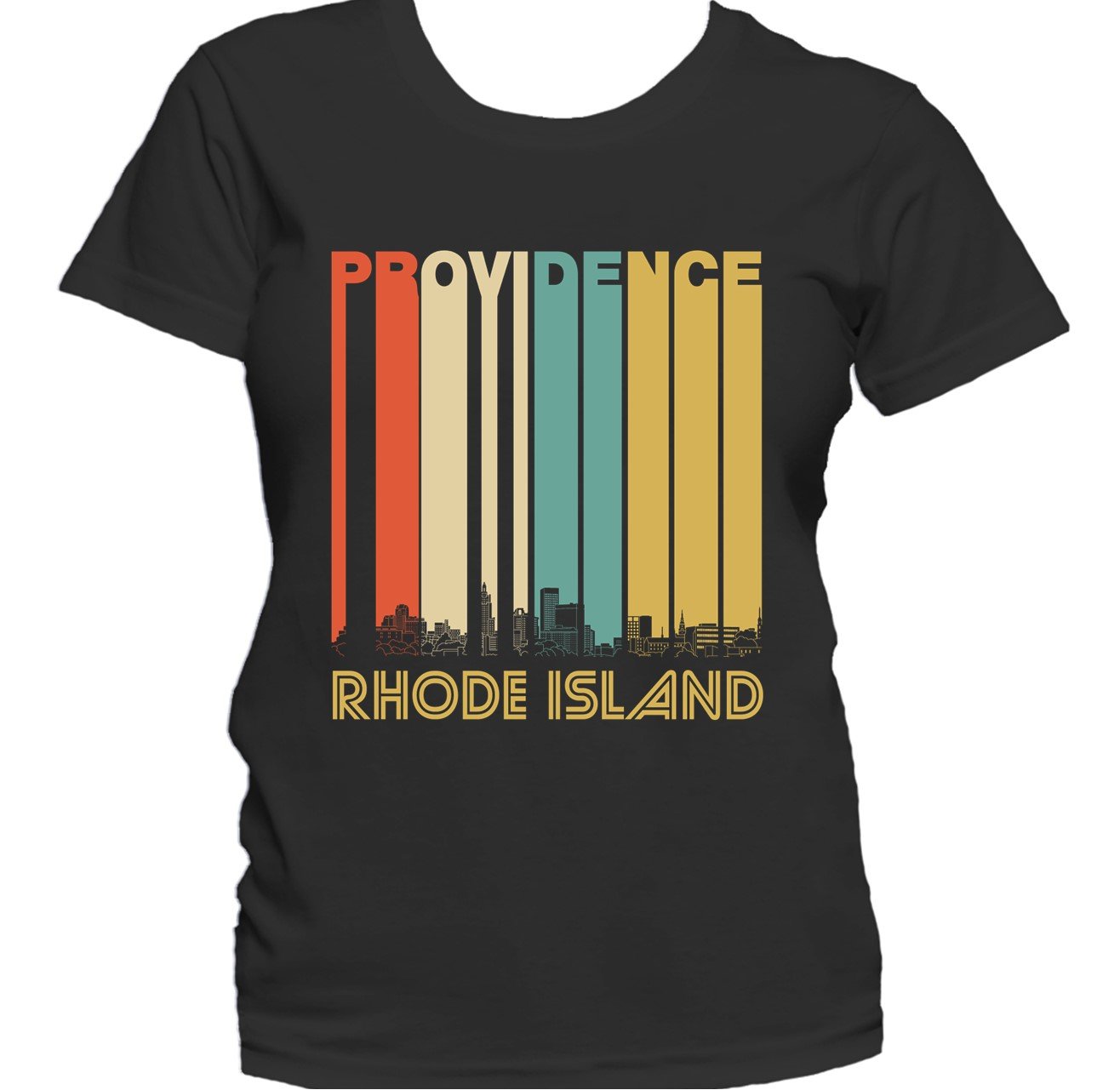 Retro 1970's Style Providence Rhode Island Skyline Women's T-Shirt