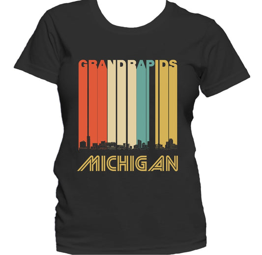 Retro 1970's Style Grand Rapids Michigan Skyline Women's T-Shirt