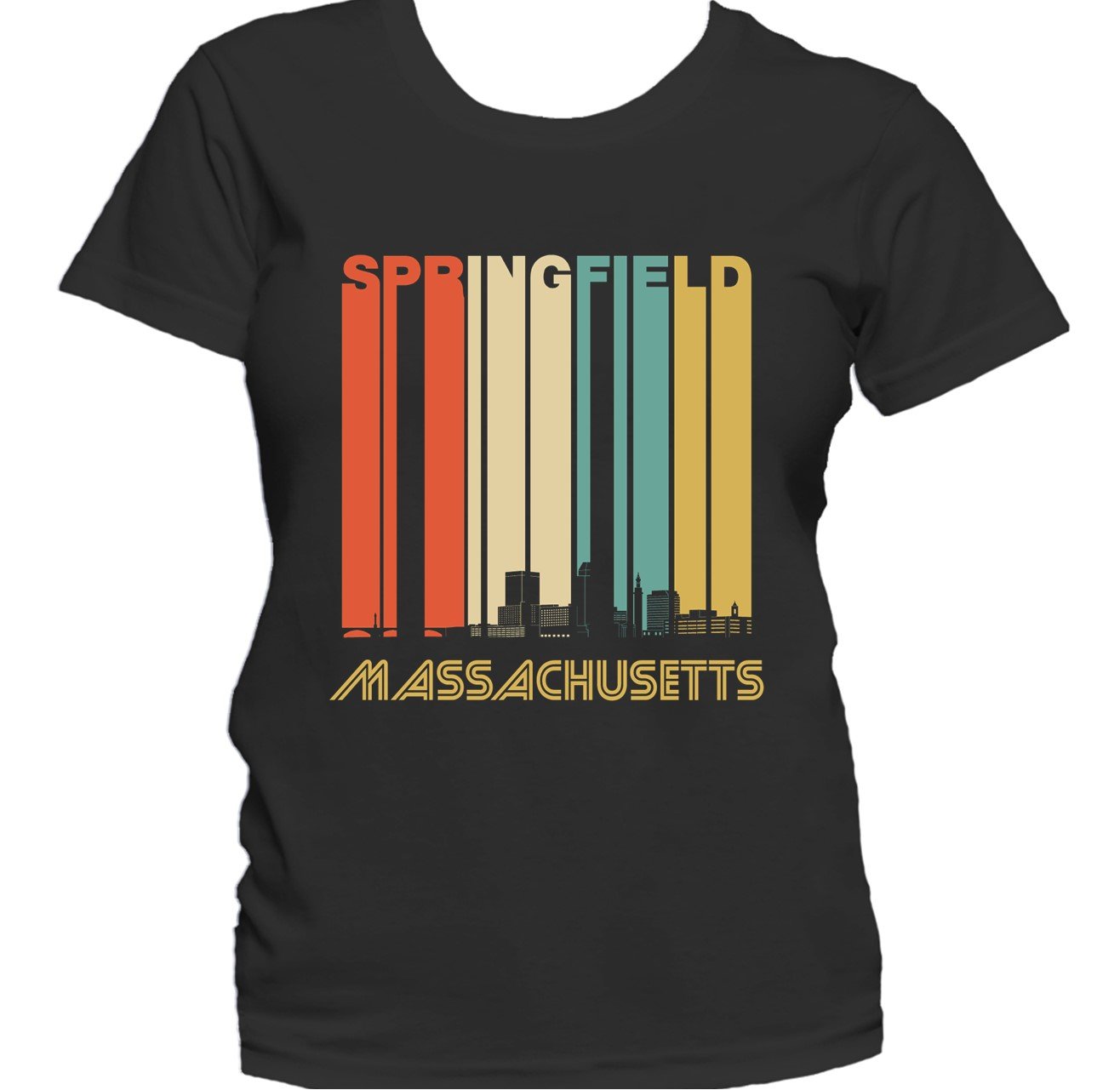 Retro 1970's Style Springfield Massachusetts Skyline Women's T-Shirt