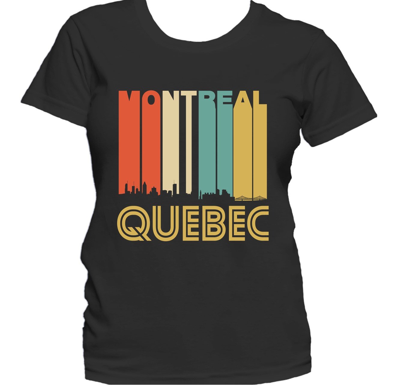 Retro 1970's Style Montreal Quebec Canada Skyline Cityscape Women's T-Shirt