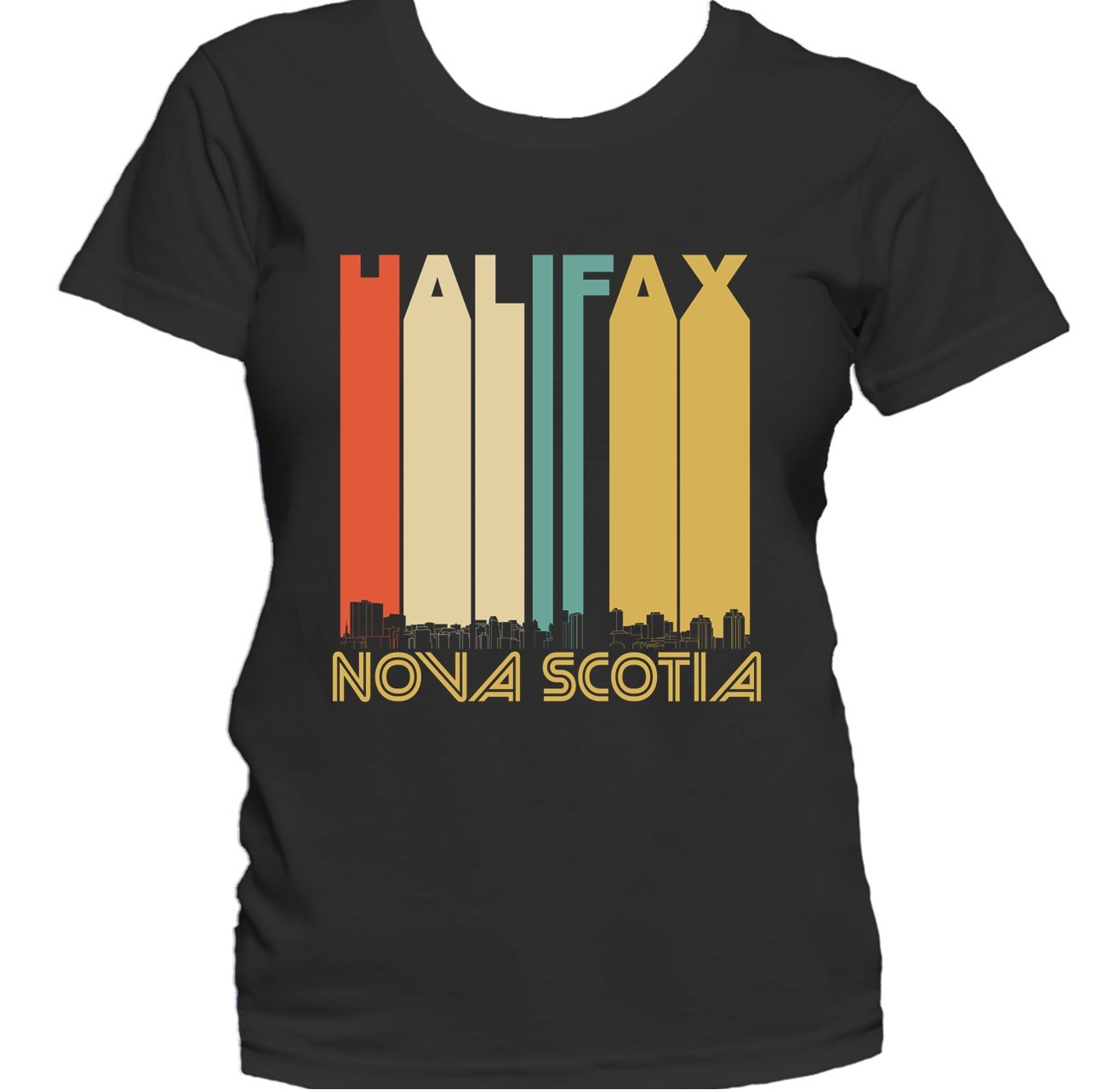 Retro 1970's Style Halifax Nova Scotia Canada Skyline Cityscape Women's T-Shirt