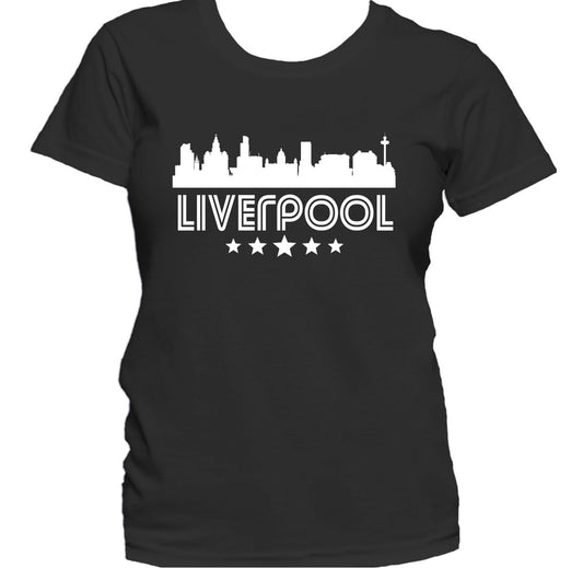 Liverpool England Skyline Retro Style Women's T-Shirt