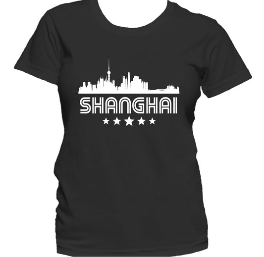 Shanghai China Skyline Retro Style Women's T-Shirt