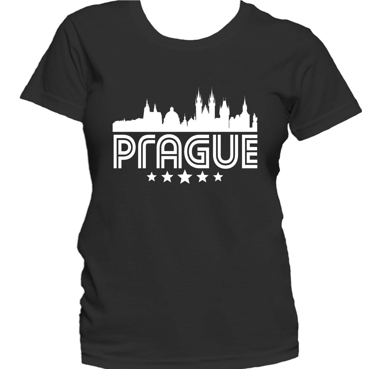 Prague Czech Republic Skyline Retro Style Women's T-Shirt