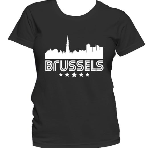 Brussels Belgium Skyline Retro Style Women's T-Shirt