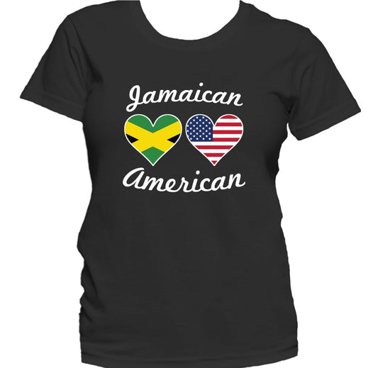 Jamaican American Heart Flags Women's T-Shirt