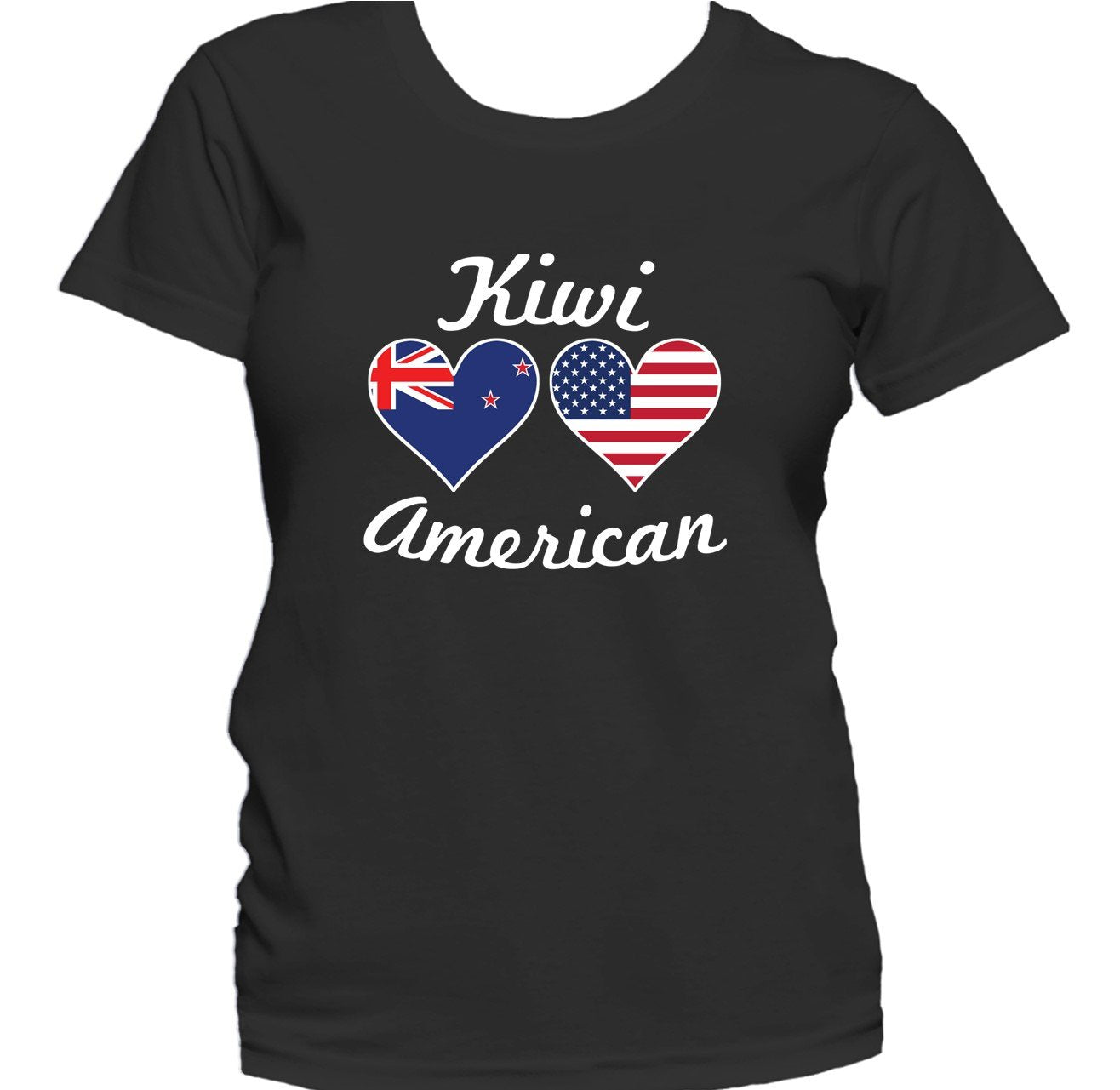 New Zealand Kiwi American Heart Flags Women's T-Shirt