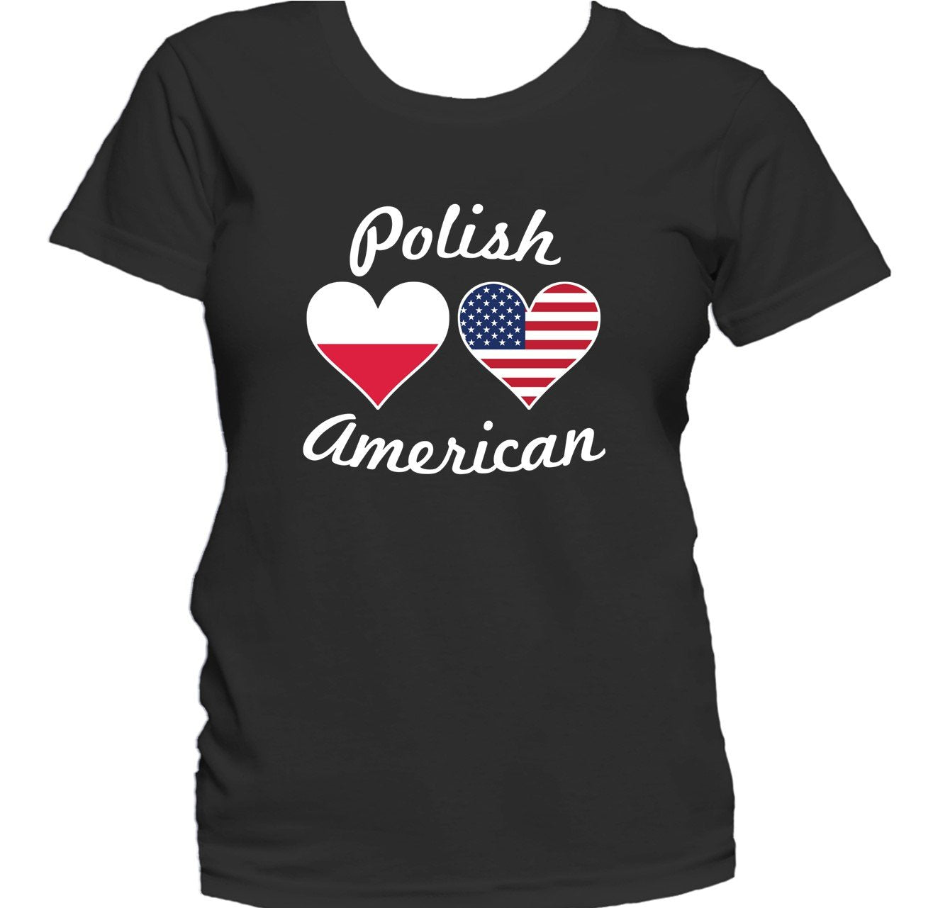 Polish American Heart Flags Women's T-Shirt