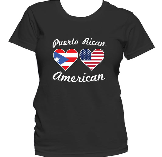 Puerto Rican American Heart Flags Women's T-Shirt