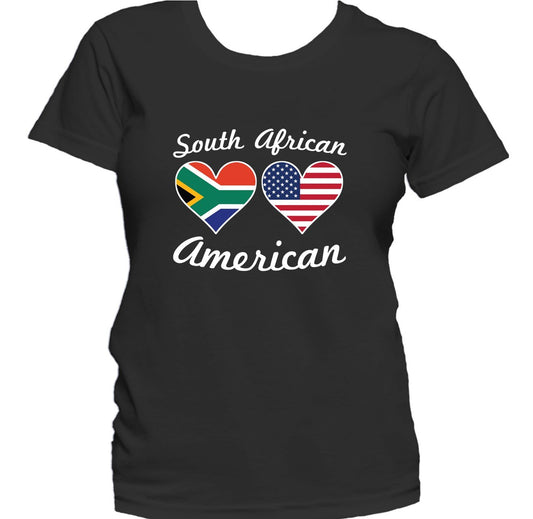South African American Heart Flags Women's T-Shirt