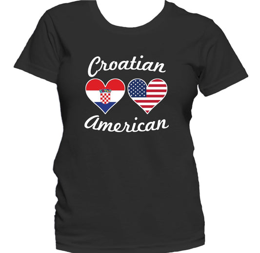 Croatian American Heart Flags Women's T-Shirt