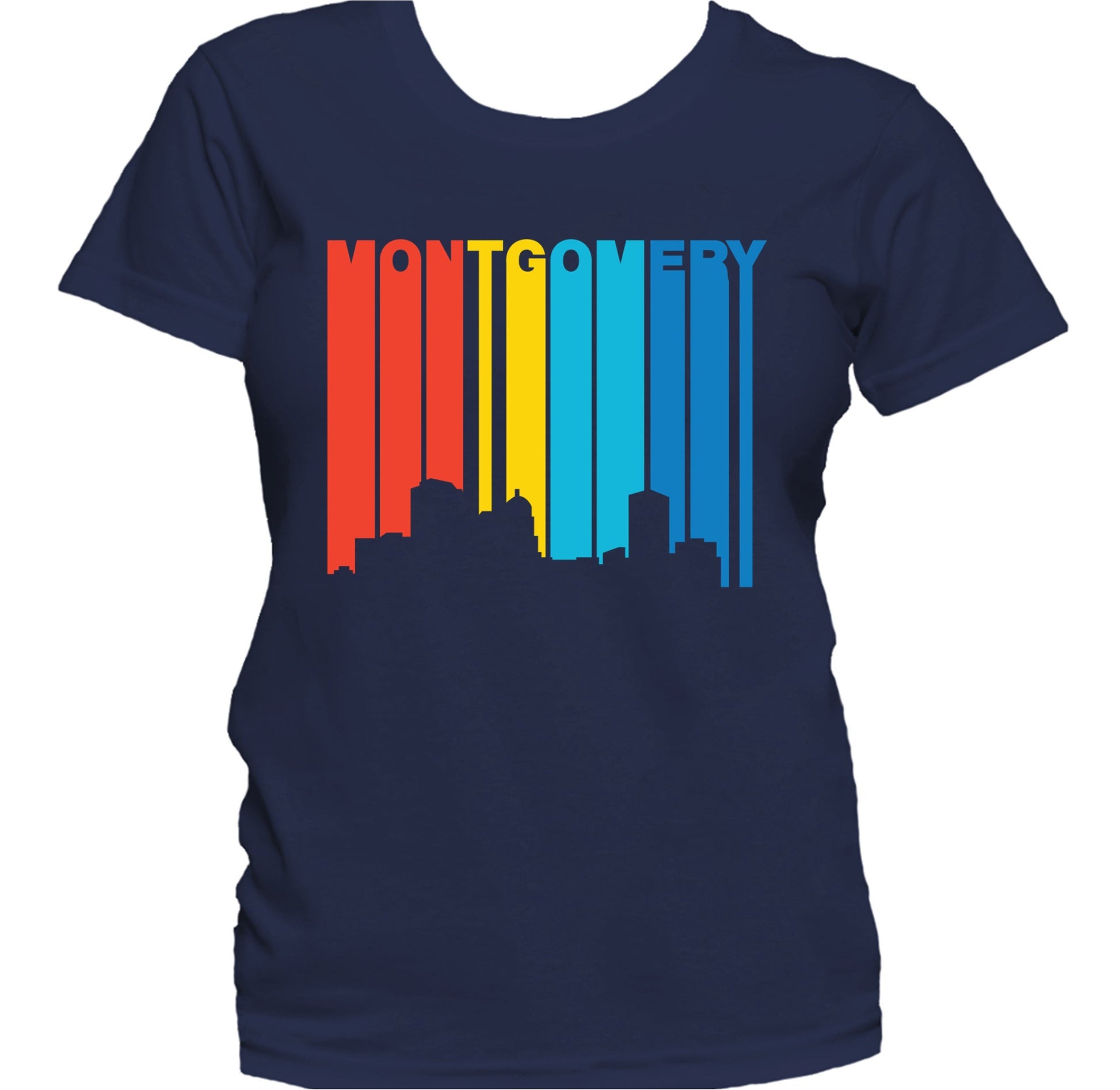 Retro 1970's Style Montgomery Alabama Skyline Women's T-Shirt