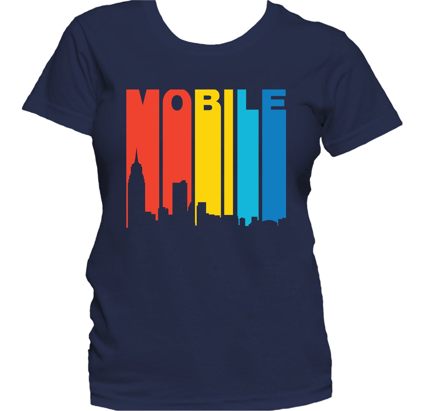 Retro 1970's Style Mobile Alabama Skyline Women's T-Shirt