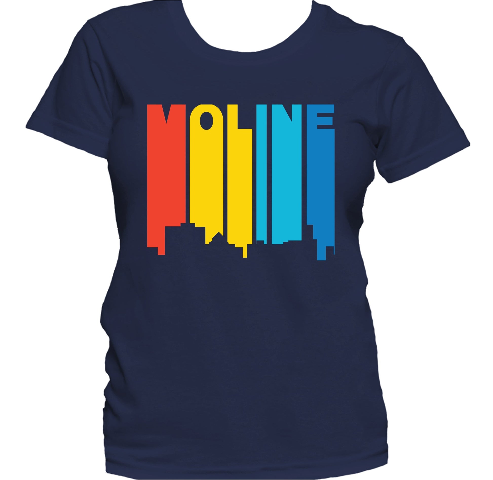 Retro 1970's Style Moline Illinois Skyline Women's T-Shirt