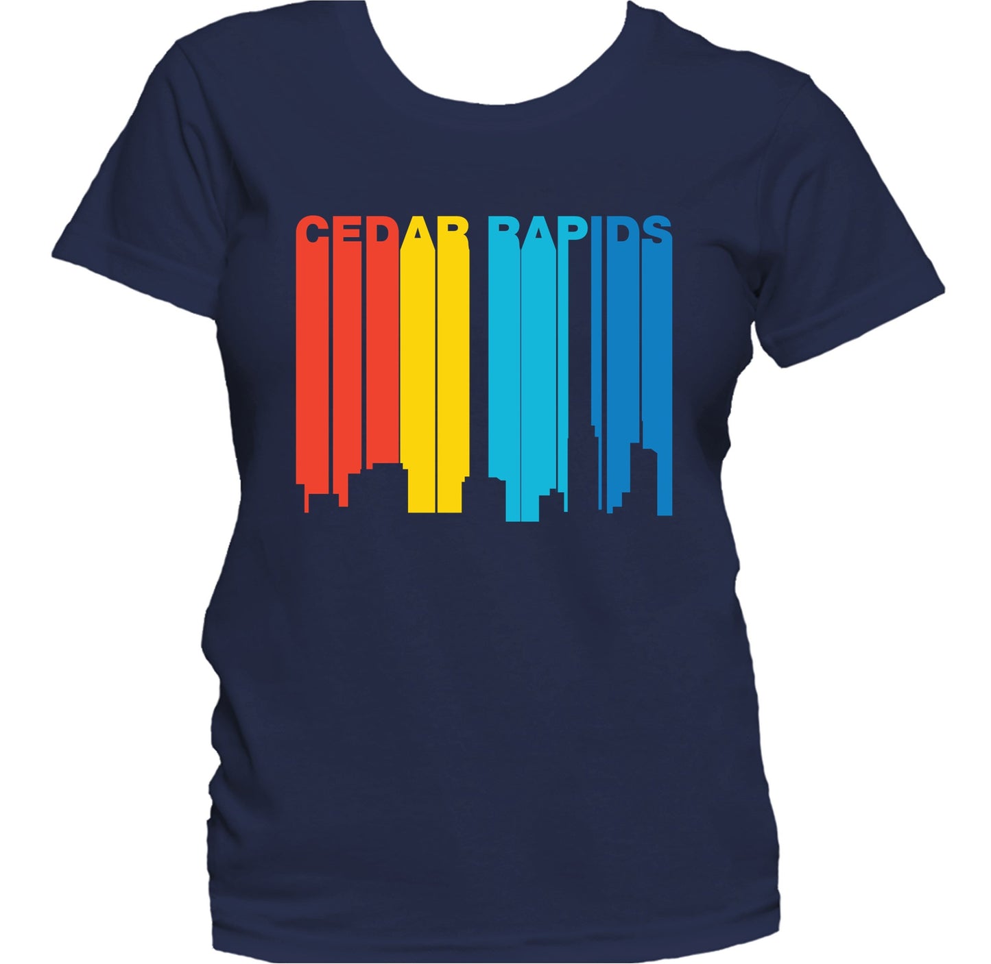 Retro 1970's Style Cedar Rapids Iowa Skyline Women's T-Shirt