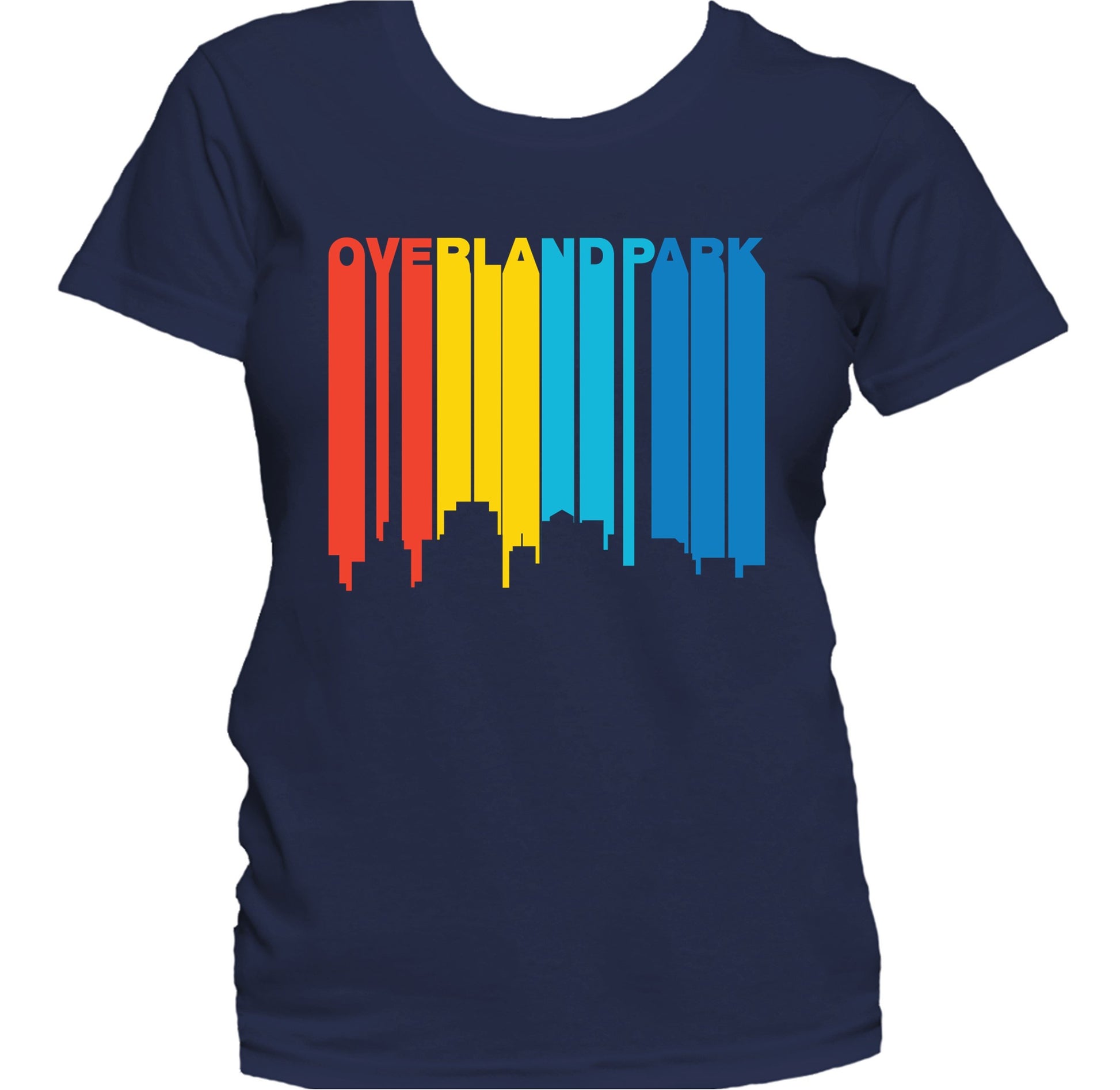 Retro 1970's Style Overland Park Kansas Skyline Women's T-Shirt