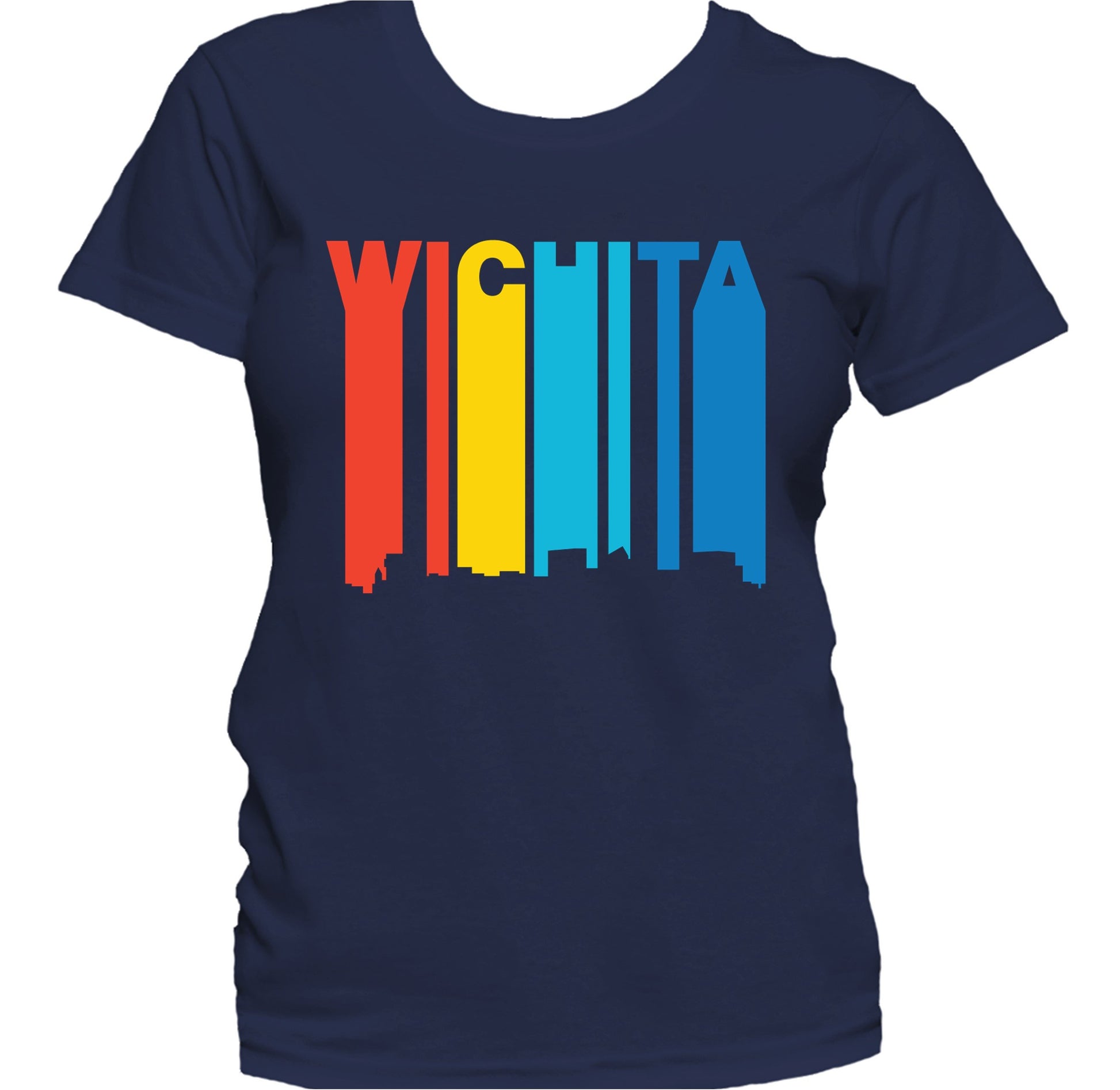 Retro 1970's Style Wichita Kansas Skyline Women's T-Shirt